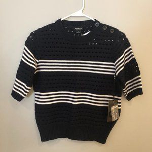 Worth Navy and Optic White Sweater NWT